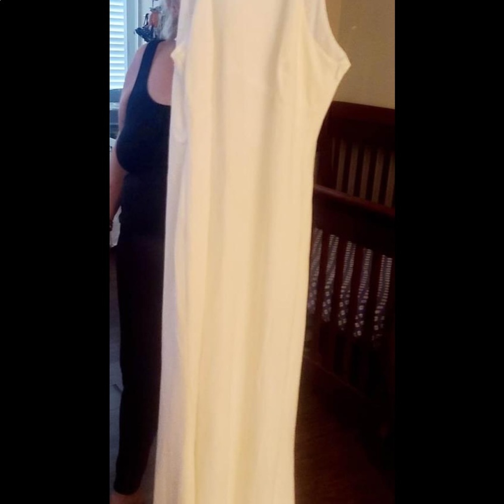 Beautiful Off White Maxi with V back with pearls. Size 14. NWT.